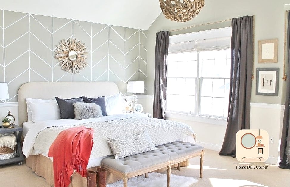 Grey Herringbone Accent Wall