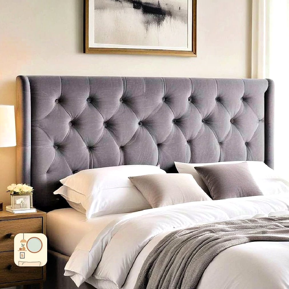 Grey Velvet Headboard