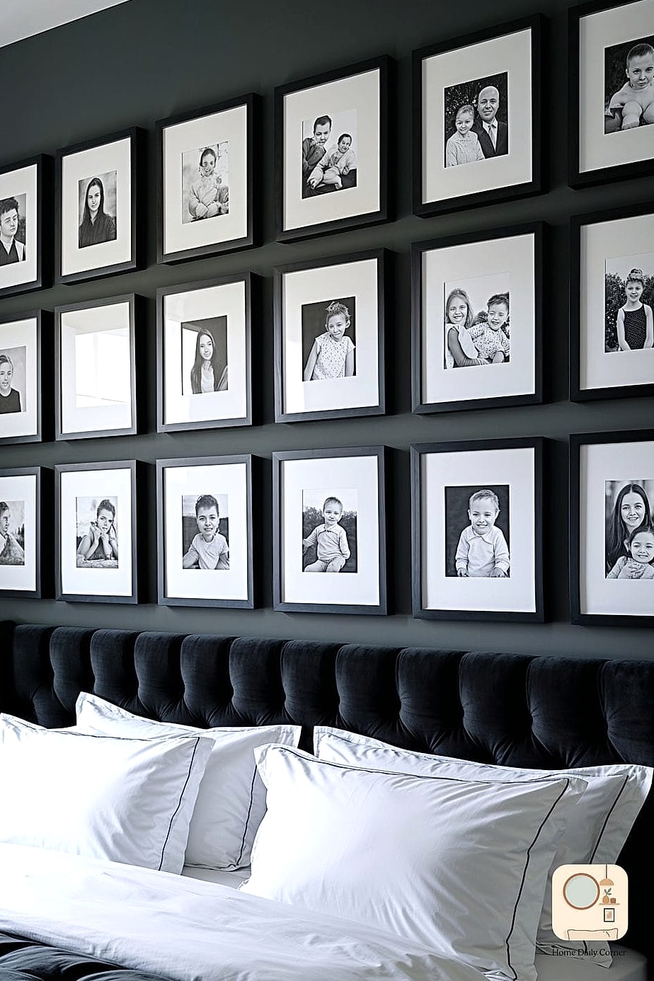 22 Bedroom Wall Decor Above Bed Designs You Need to See Right Now 13 Grid of Black-and-White Photography