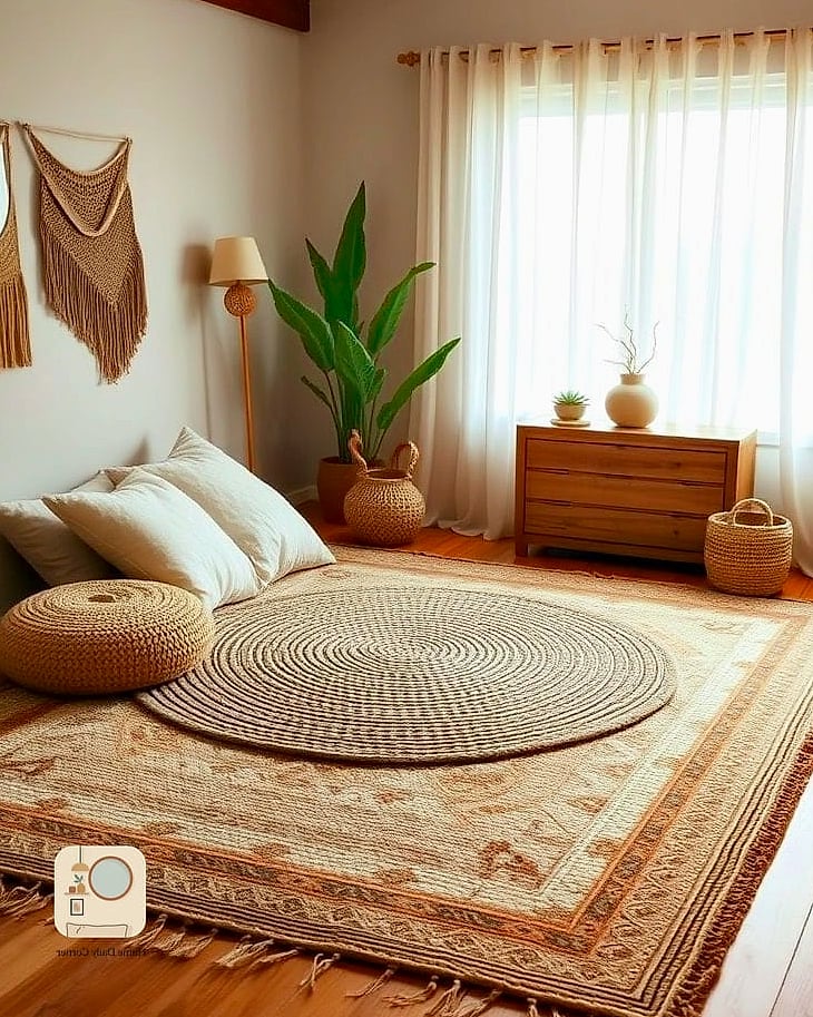 Grounding Rugs Layered Under the Bed