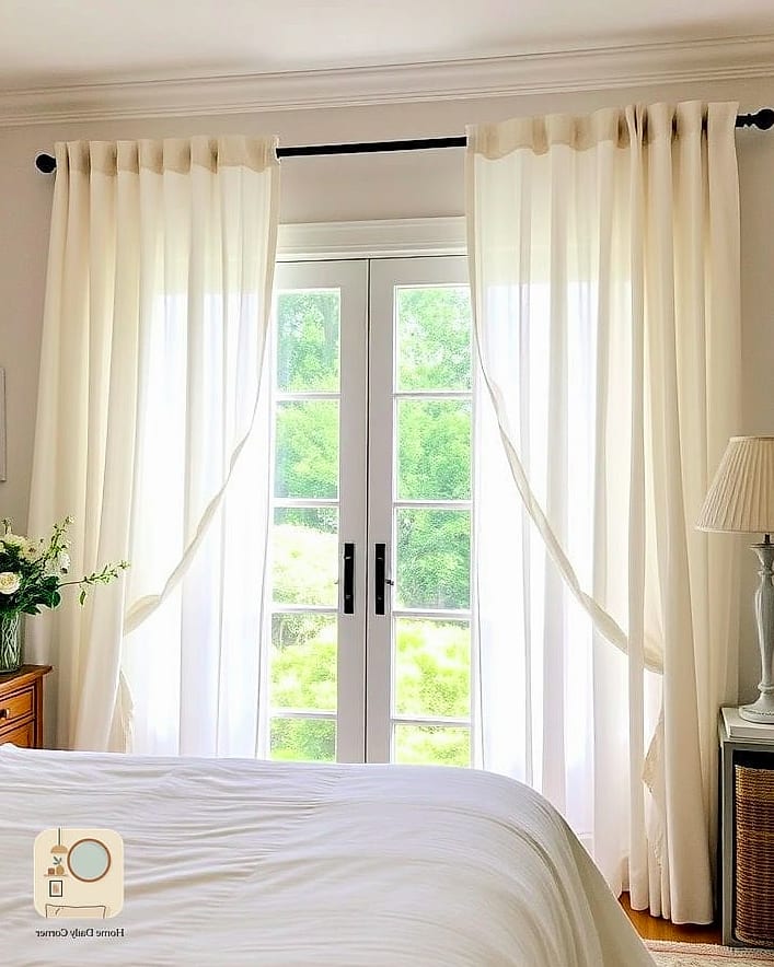 21 Warm Bedroom Ideas to Steal From Interior Designers 10 Hang Curtains in Warm, Heavy Fabrics
