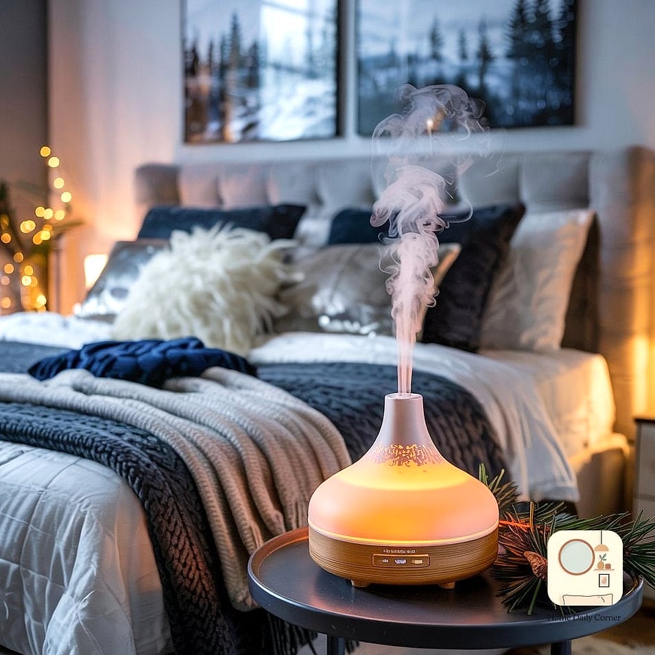 30 Beautiful Holiday Bedroom Decor Inspiration Photos Worth Saving 25 A Holiday Scent Diffuser on the Nightstand