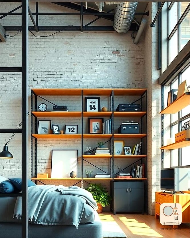Industrial Style TV Stand with Metal Frame
