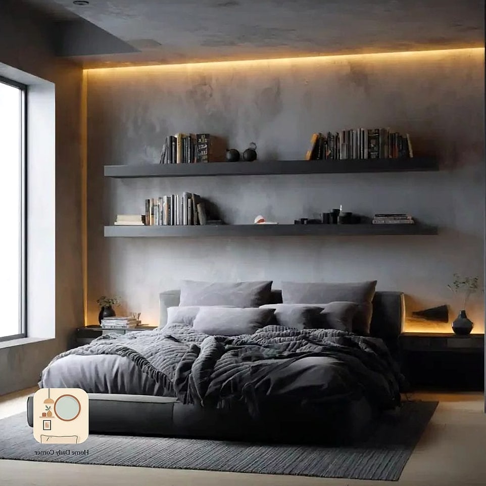 14 Mens Bedroom Decor Ideas to Upgrade Your Home This Weekend 6 Install Floating Shelves for Display and Storage