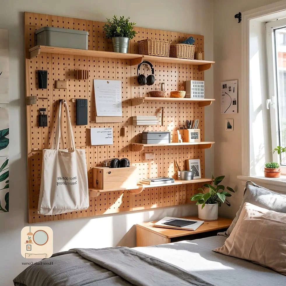 27 Creative Small Bedroom Ideas Ideas You Haven't Seen Before 8 Install a Pegboard Instead of a Dresser