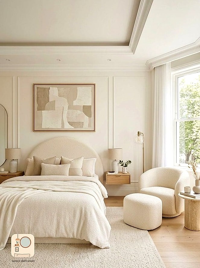 Ivory with Textured Wallpaper Accent