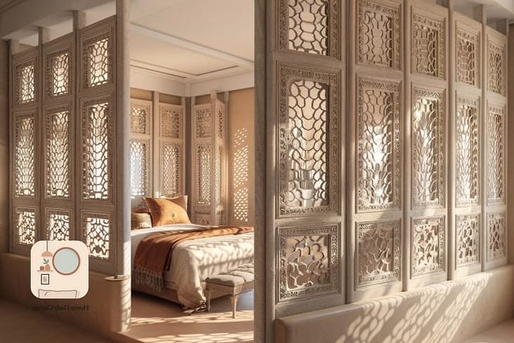 A Jali Screen Headboard Instead of a Traditional One