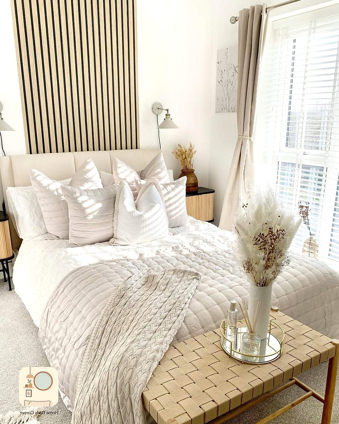 Layered Bedding in Varying Shades of White
