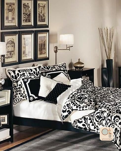 Layered Black and White Bedding