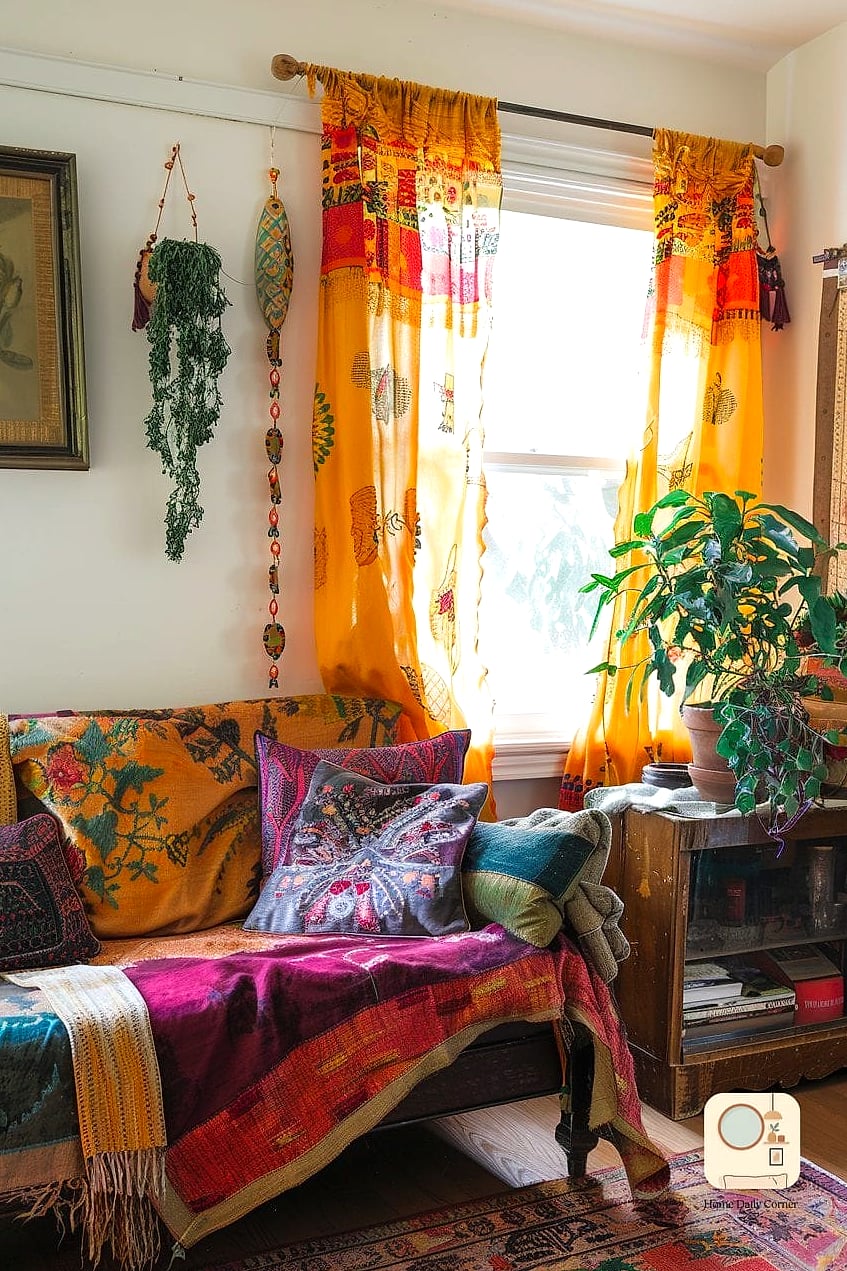 22 Beautiful Bohemian Bedroom Decor Inspiration Photos Worth Saving 16 Layered Curtains in Natural Fabrics