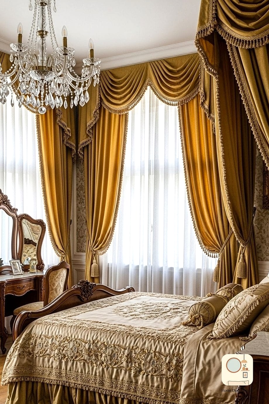 22 Stunning Bedroom Wall Decor Ideas Ideas for Every Budget 23 Layered Curtains as a Wall Backdrop