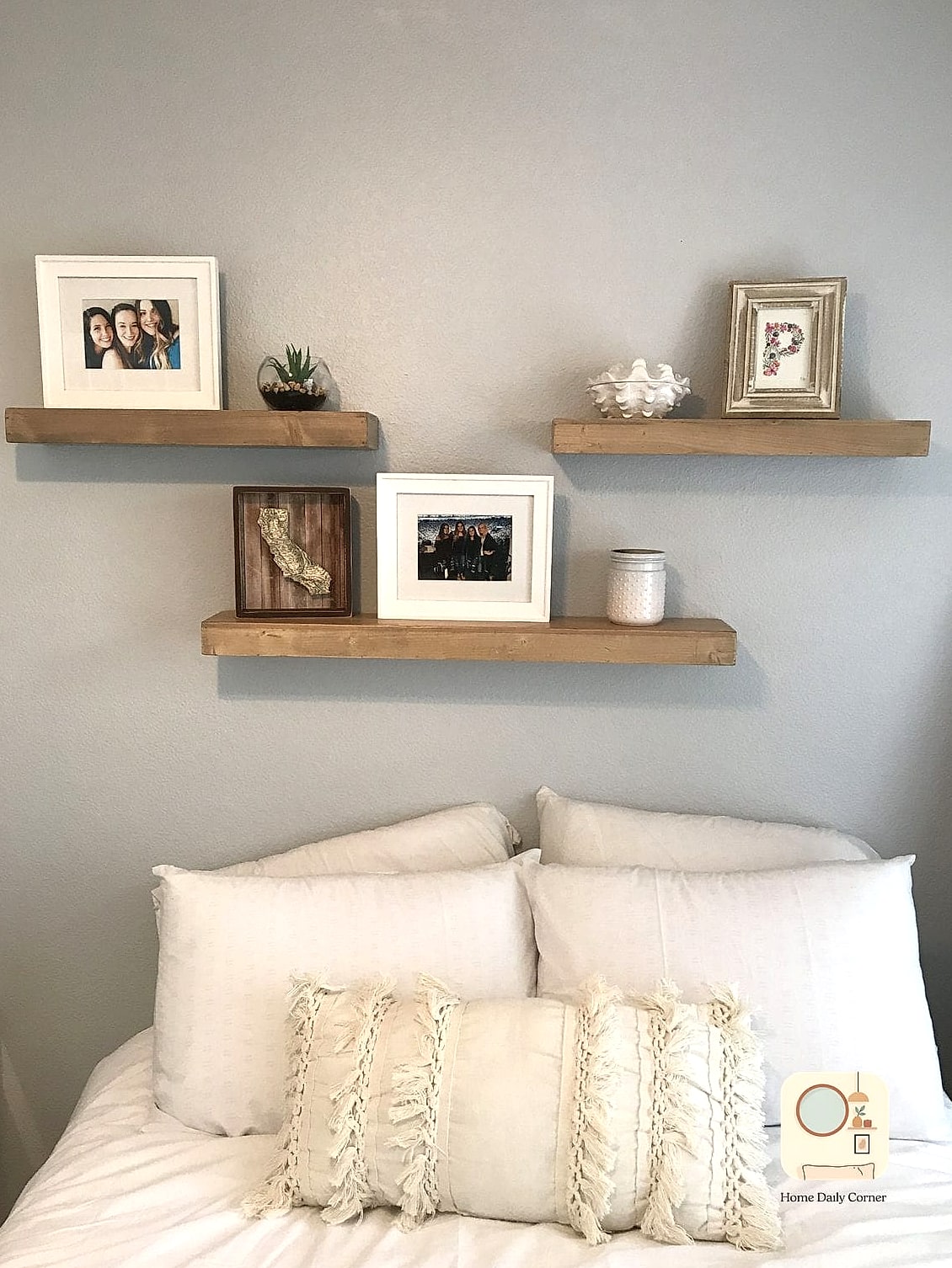 22 Bedroom Wall Decor Above Bed Designs You Need to See Right Now 22 Layered Frame-and-Shelf Combo