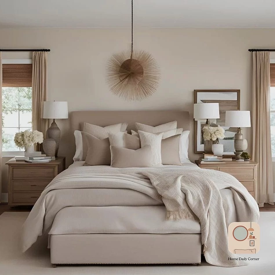 Layered Neutral Bedding With One Textured Piece