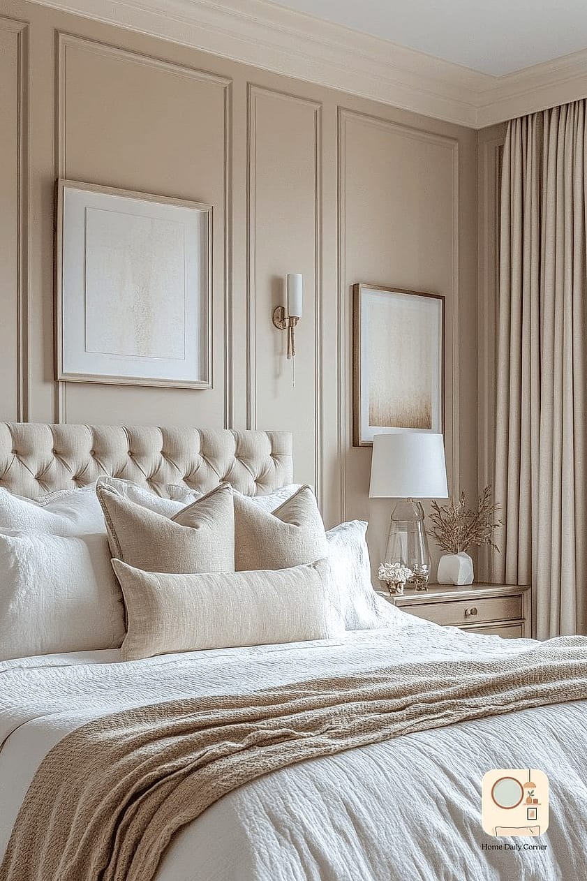 11 Grown Woman Bedroom Ideas Photos That Will Inspire Your Next Project 2 Layered Neutral Bedding in Warm Tones