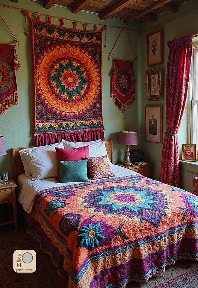 22 Beautiful Bohemian Bedroom Decor Inspiration Photos Worth Saving 2 Layered Textiles on an Unmade-Looking Bed