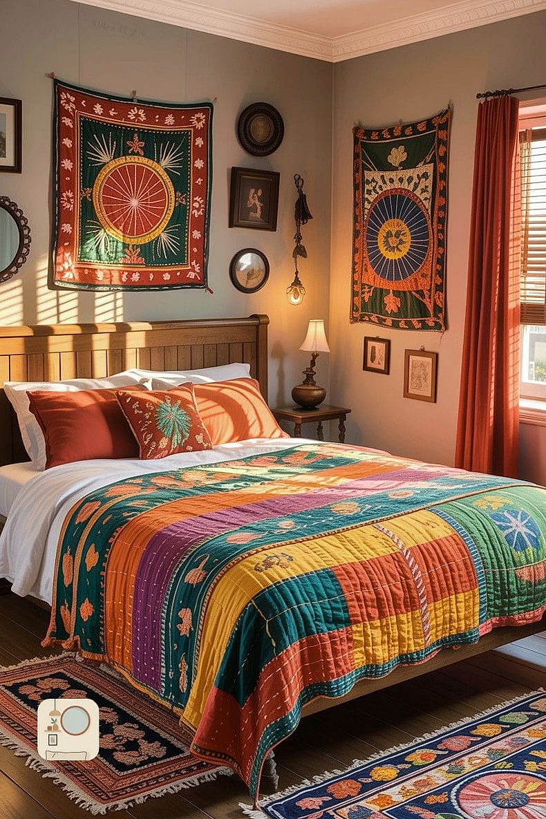 Layering Kantha Textiles Instead of Matching Bedding Sets
