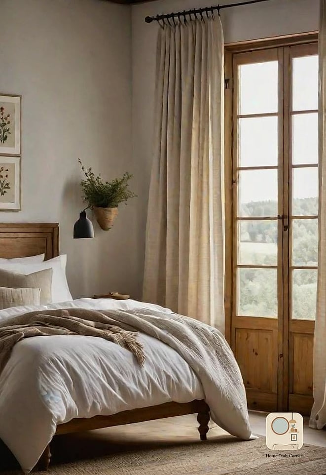 23 Farmhouse Bedroom Ideas Looks We're Obsessed With This Year 21 Linen Curtains in Soft Neutrals