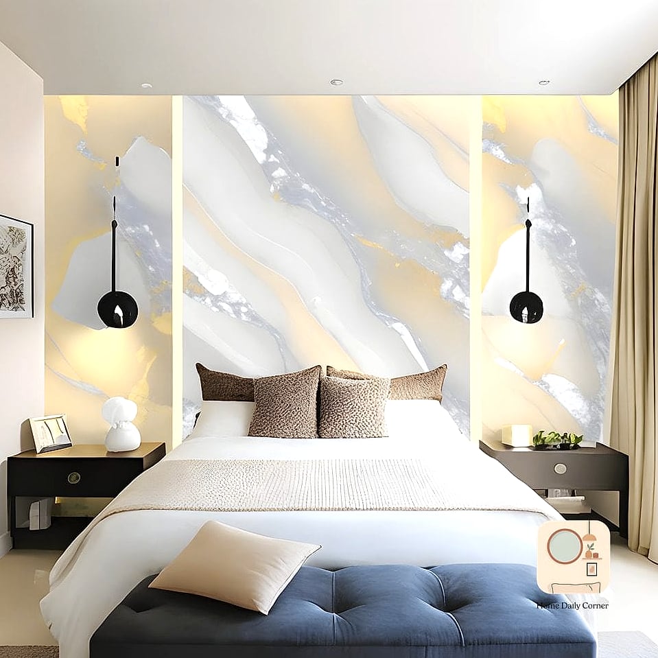 Marble-Look Wallpaper Accent