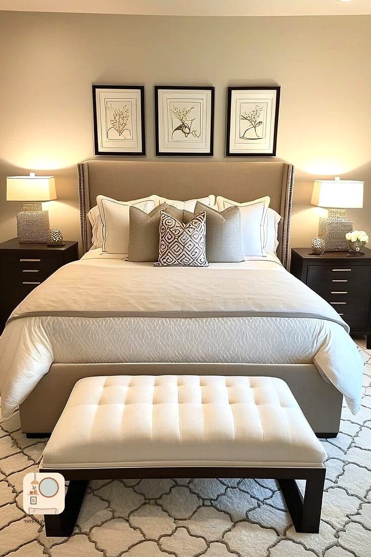 Matching Nightstand Lamps with Fabric Shades