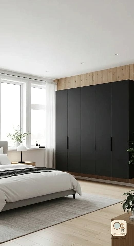 Matte Black Two-Door Wardrobe