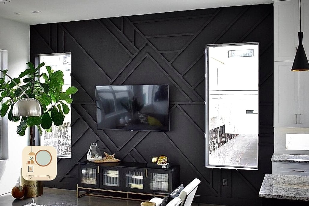 Matte Black Accent Wall Behind the Bed