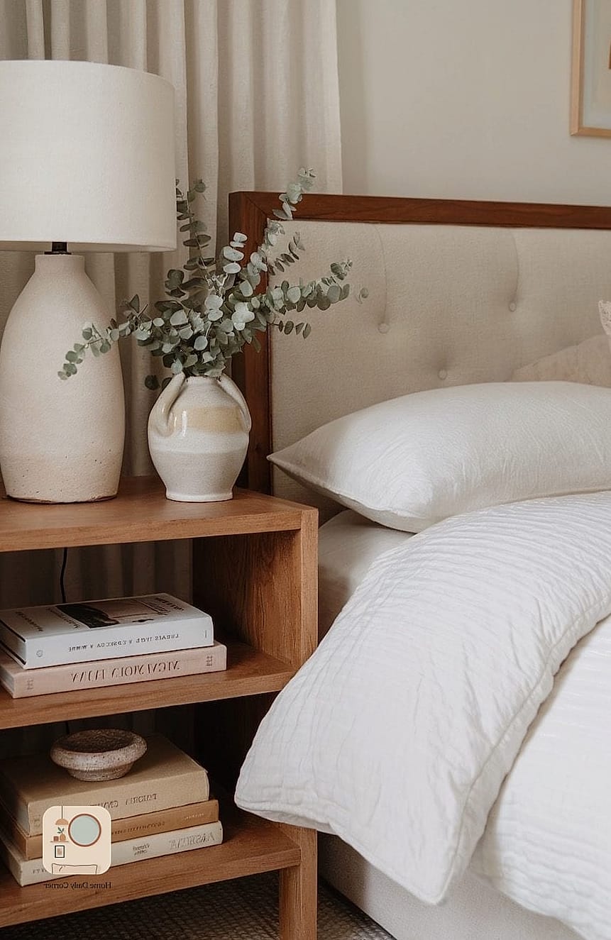 Matte Ceramic Lamps on Nightstands
