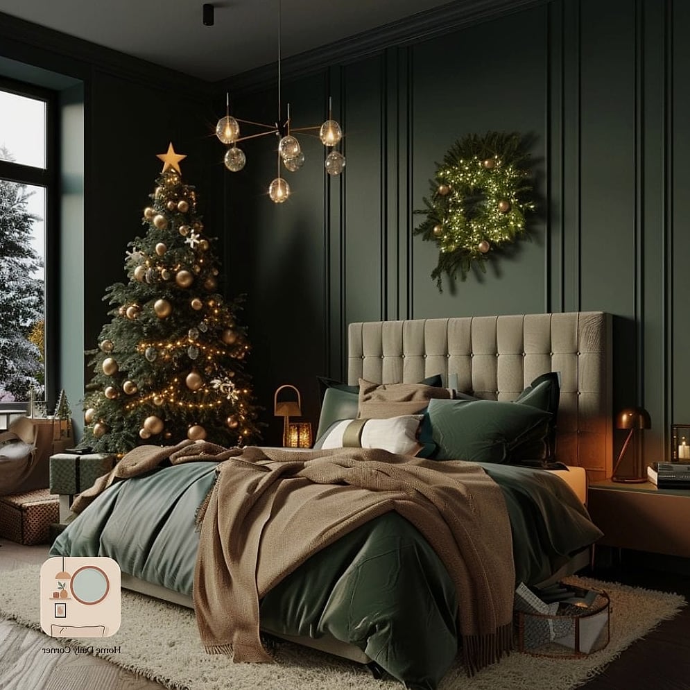 30 Beautiful Holiday Bedroom Decor Inspiration Photos Worth Saving 22 Metallic Star or Moon String Lights