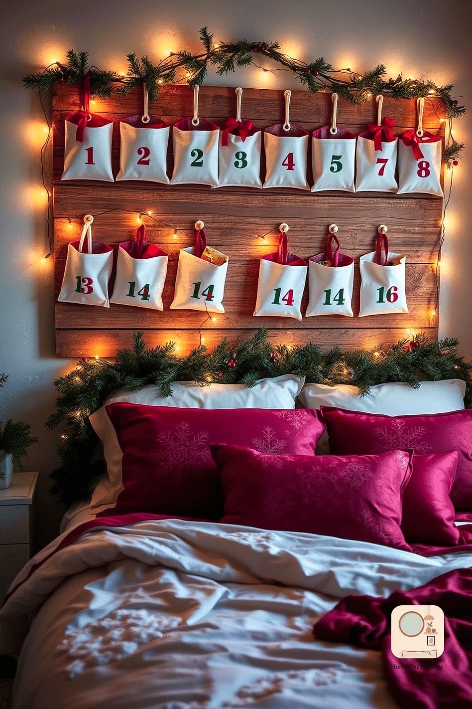30 Beautiful Holiday Bedroom Decor Inspiration Photos Worth Saving 29 A Mini Advent Calendar Displayed on the Wall