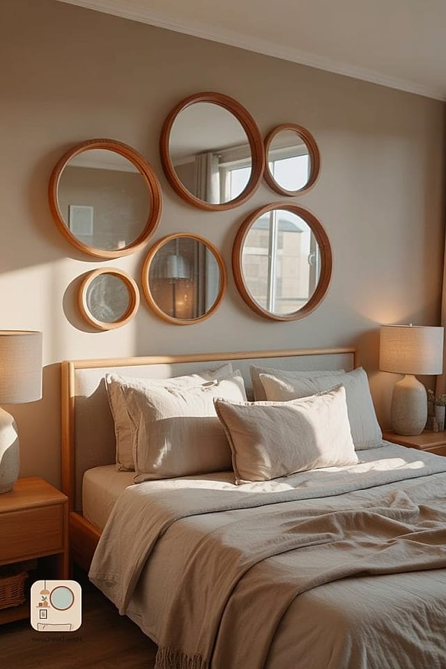 22 Stunning Bedroom Wall Decor Ideas Ideas for Every Budget 8 Mirror Cluster