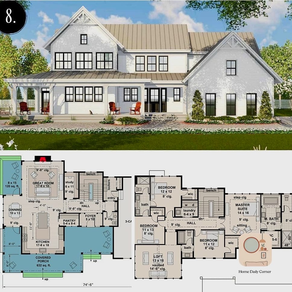 14 2 Bedroom House Plans Ideas From Homes We Absolutely Love 3 Modern Farmhouse with a Split Bedroom Layout