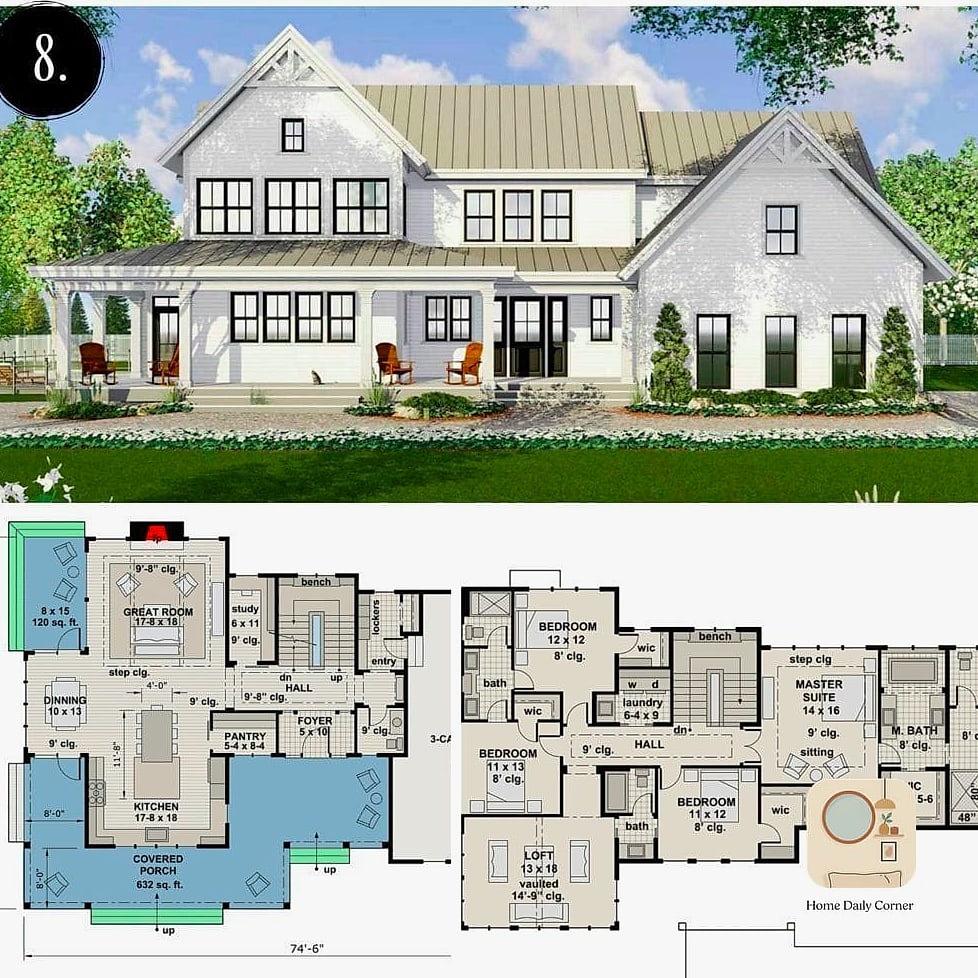 14 2 Bedroom House Plans Ideas From Homes We Absolutely Love 9 Modern Farmhouse Duplex-Style Plan