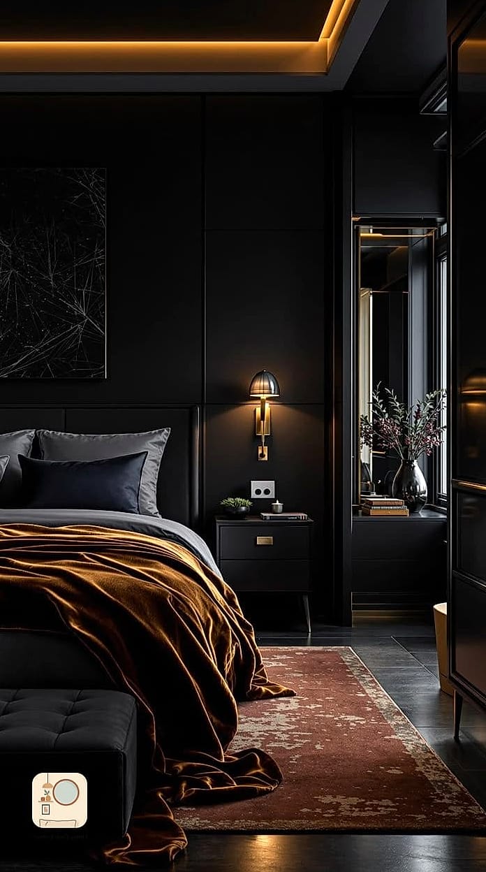 Moody Bedroom with Deep Green Walls