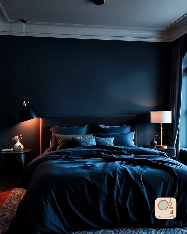30 Cozy Bedroom Inspiration Boards You'll Want to Copy 6 Moody Blue Sanctuary