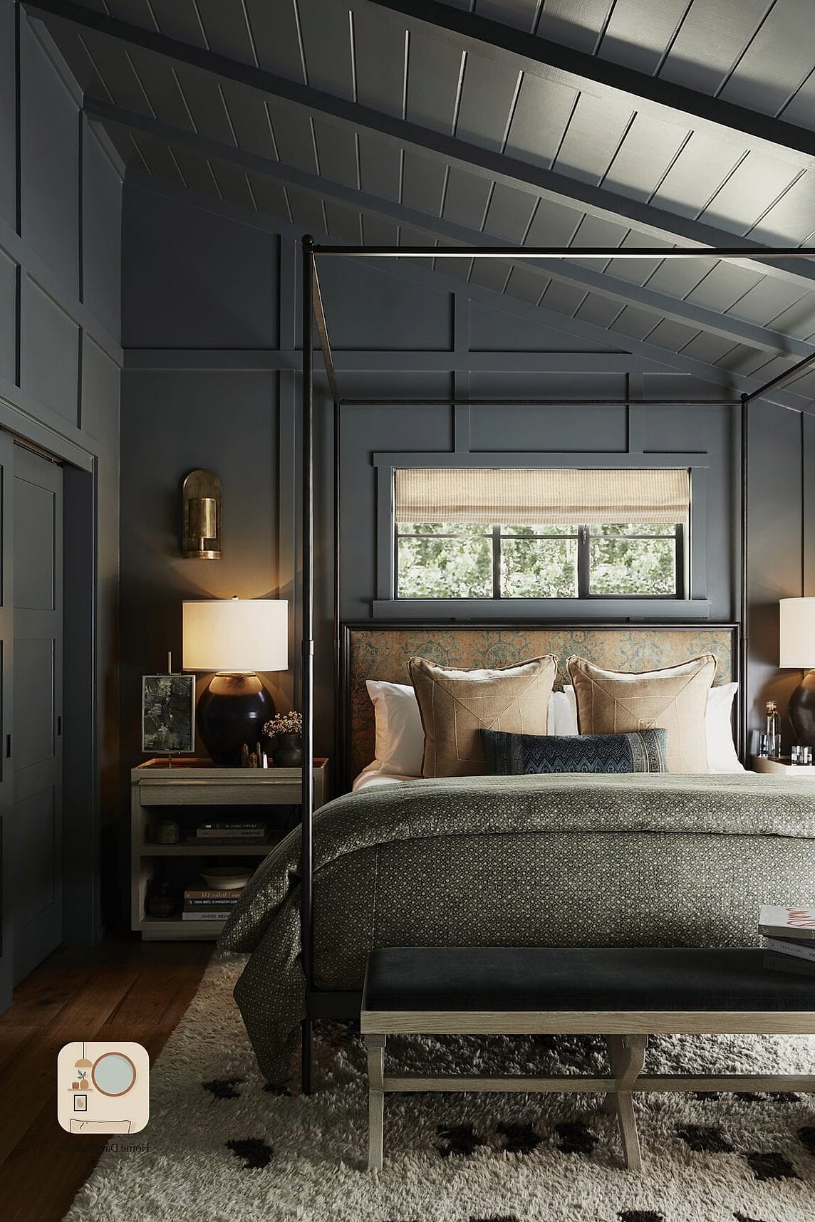 18 Stunning Room Ideas Bedroom Ideas for Every Budget 4 Moody Dark Walls with Warm Lighting