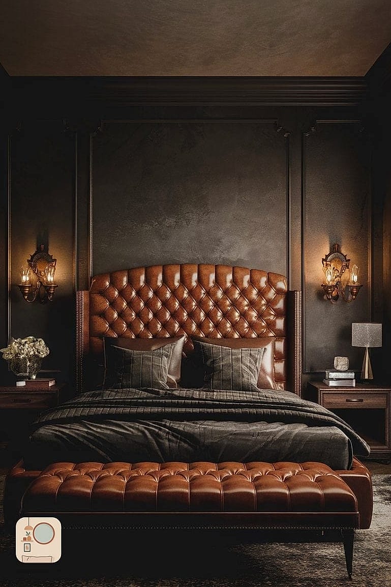 A Moody Wall Color Behind the Headboard