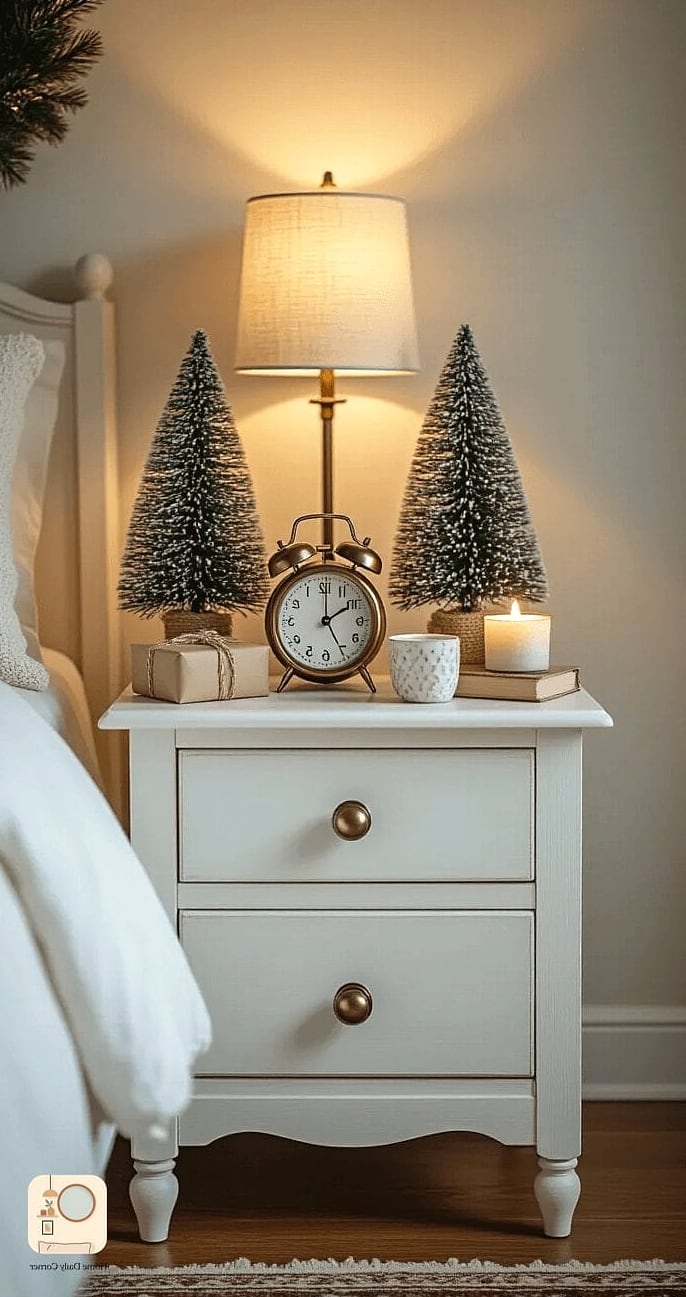 A Nightstand Vignette with Mini Ornaments
