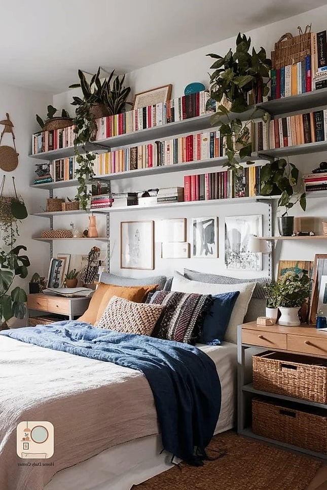 20 Eclectic Bedroom Looks We're Obsessed With This Year 16 Open Shelving Displaying Curated Objects