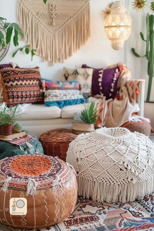 22 Beautiful Bohemian Bedroom Decor Inspiration Photos Worth Saving 18 Ottoman or Pouf as a Flexible Extra Seat