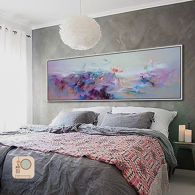 Oversized Art Behind the Bed