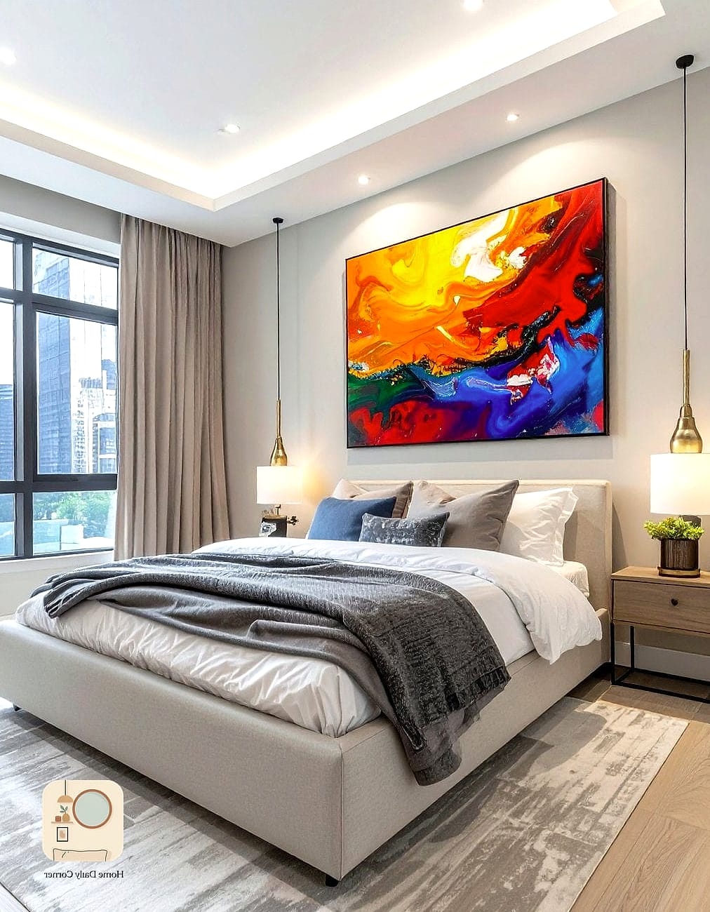 Oversized Art Above the Bed