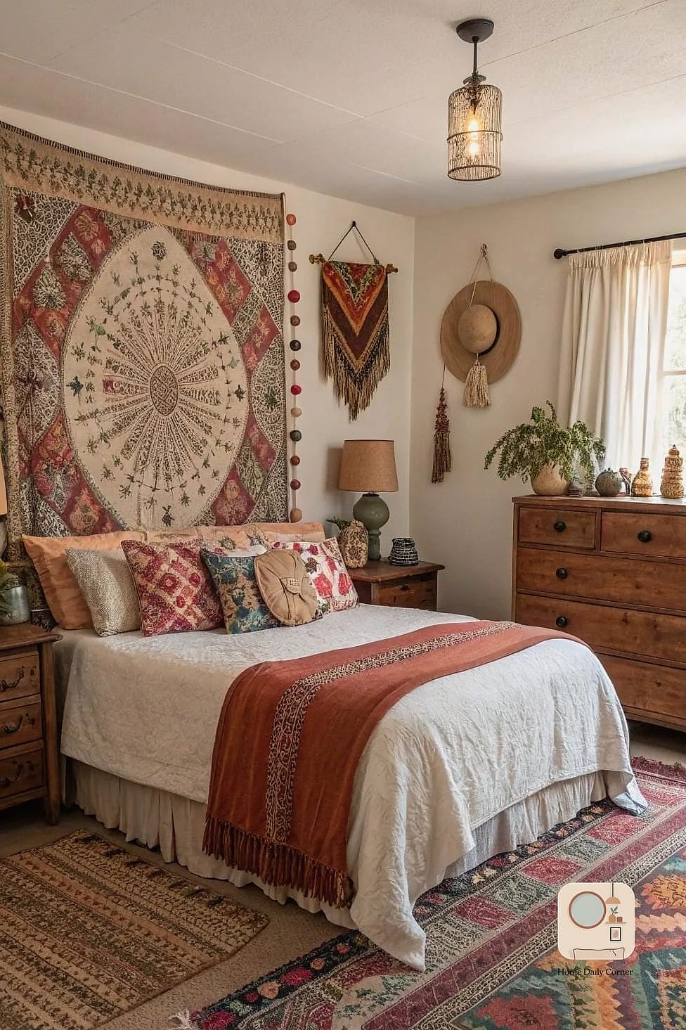 22 Beautiful Bohemian Bedroom Decor Inspiration Photos Worth Saving 21 A Patterned Accent Chair in the Corner