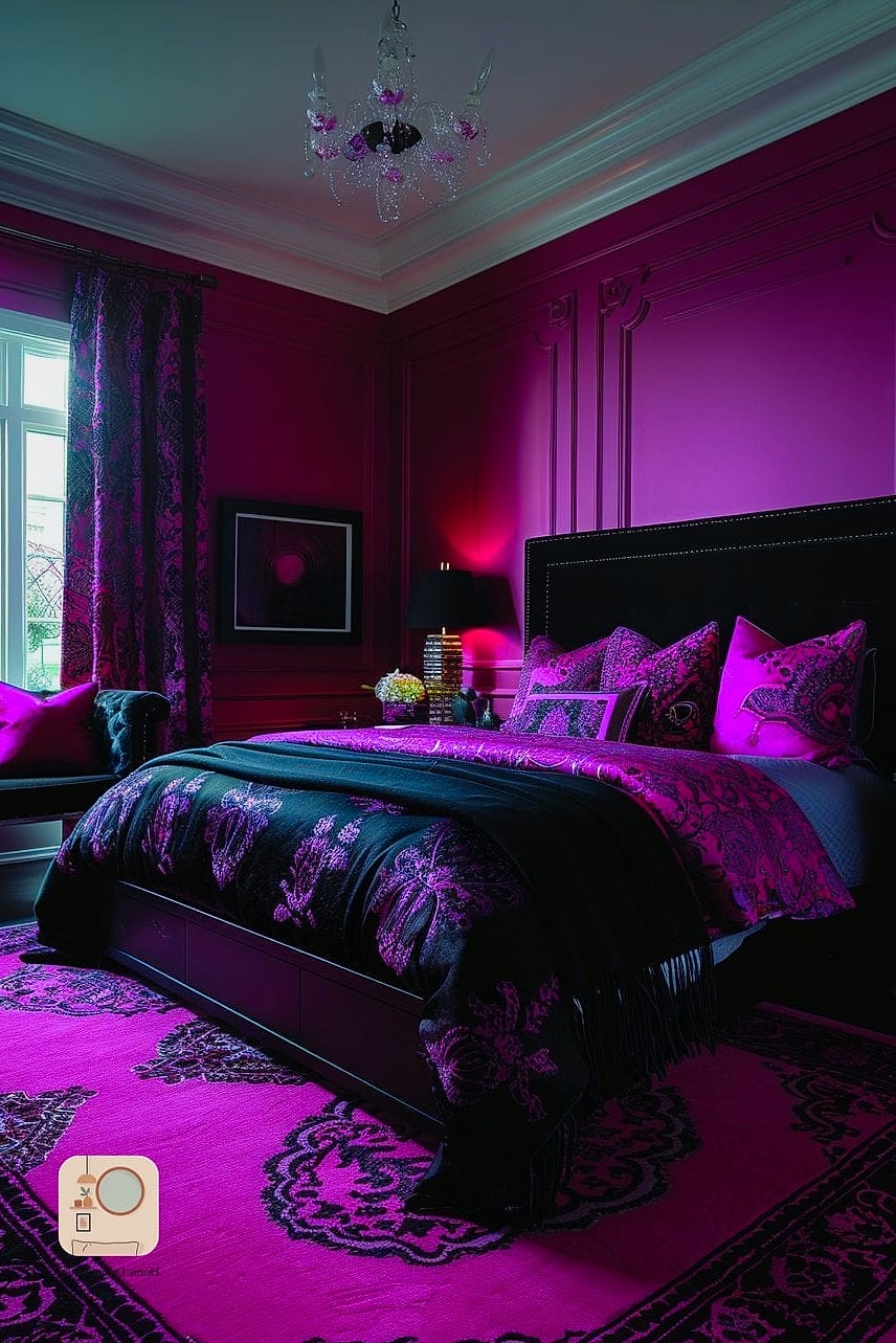Pink and Black Contrast Bedroom
