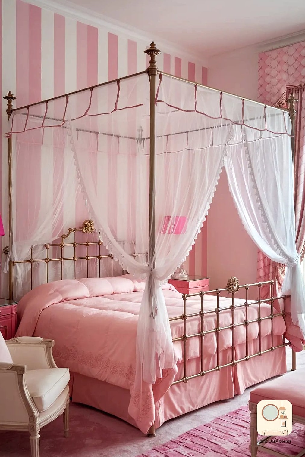 Pink Canopy Bed Setup
