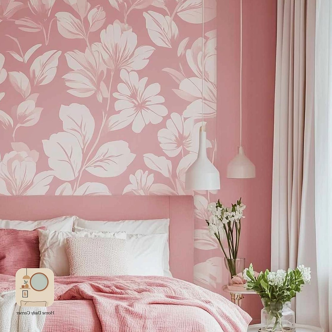Pink Floral Wallpaper Accent