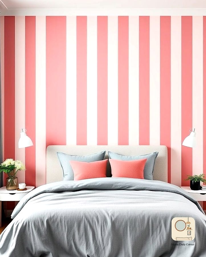 Pink Striped Accent Wall