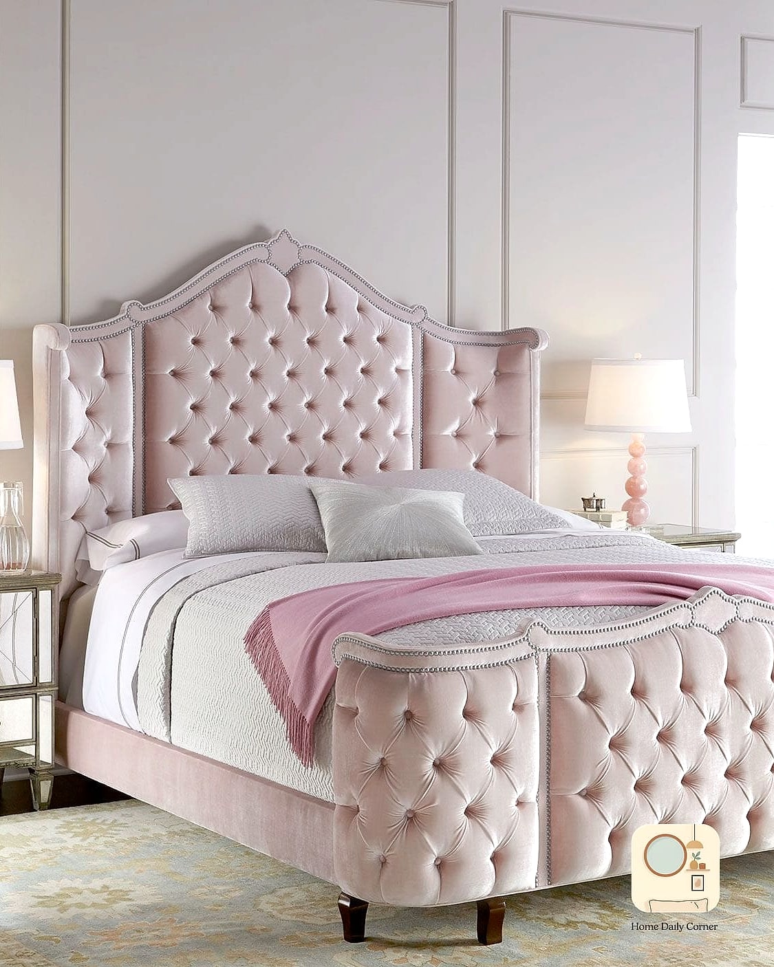 Pink Tufted Bed Frame