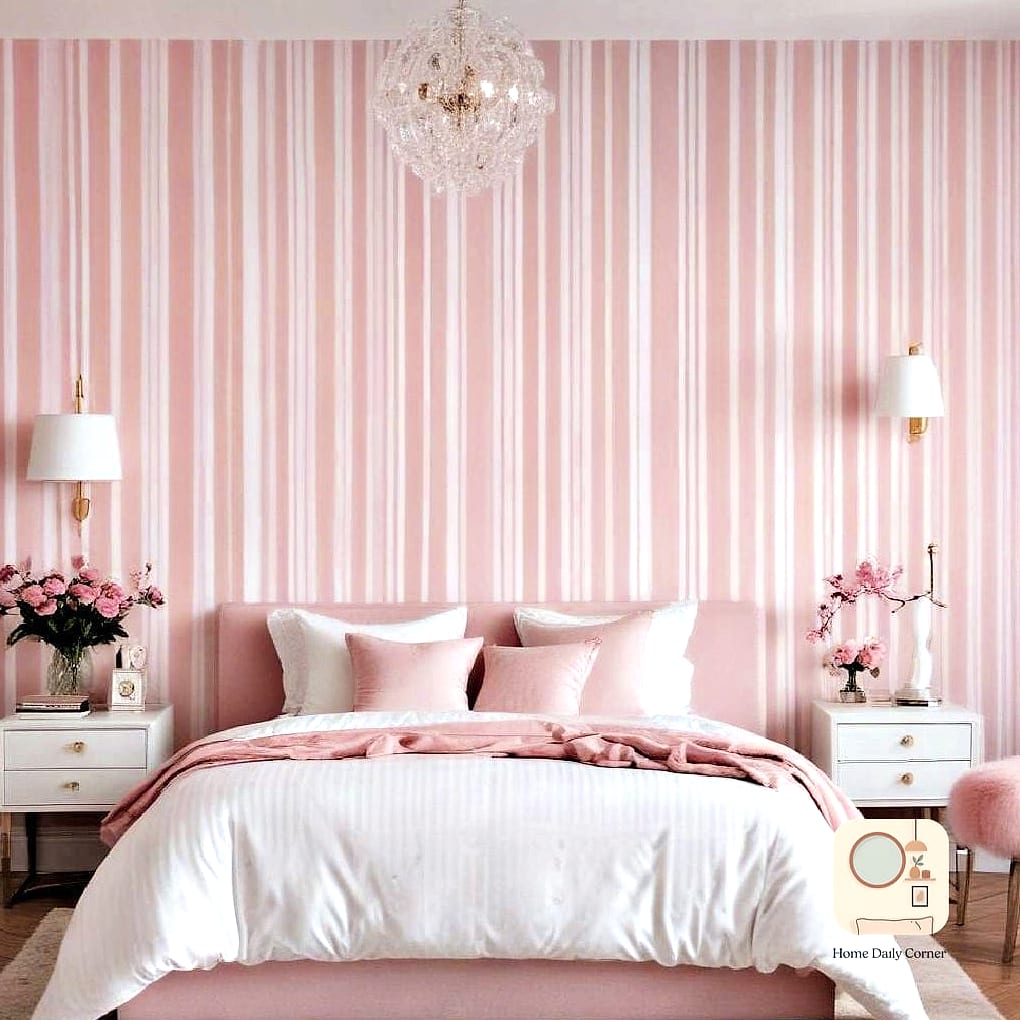 Pink and White Striped Bedding