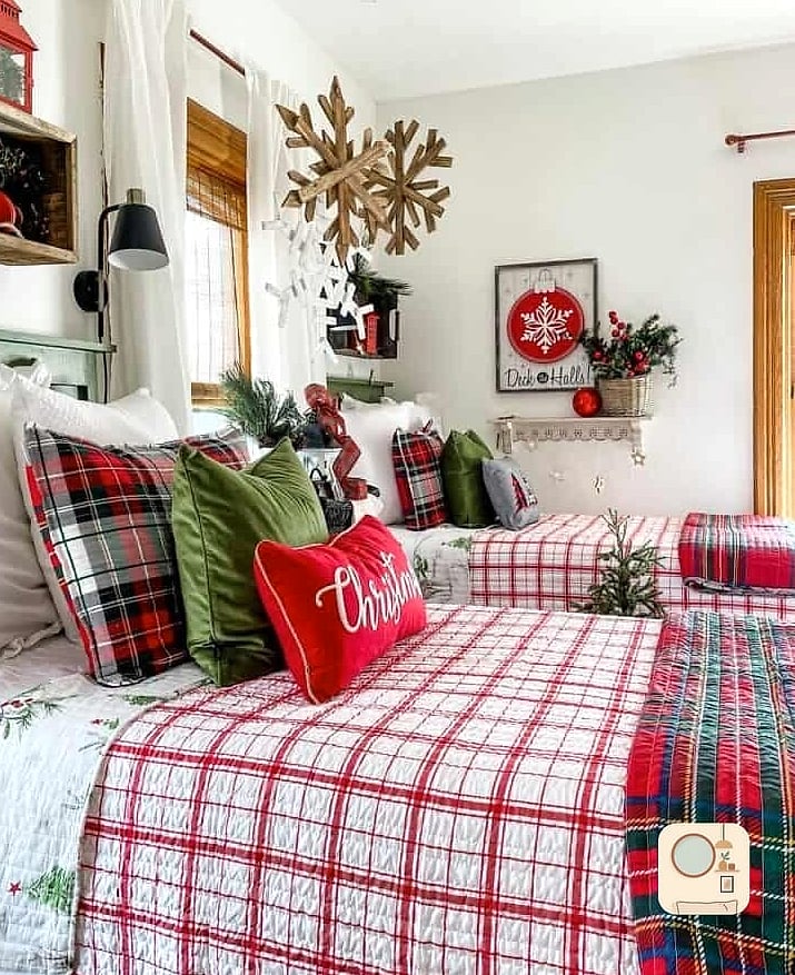 A Plaid or Faux Fur Bench at the Foot of the Bed