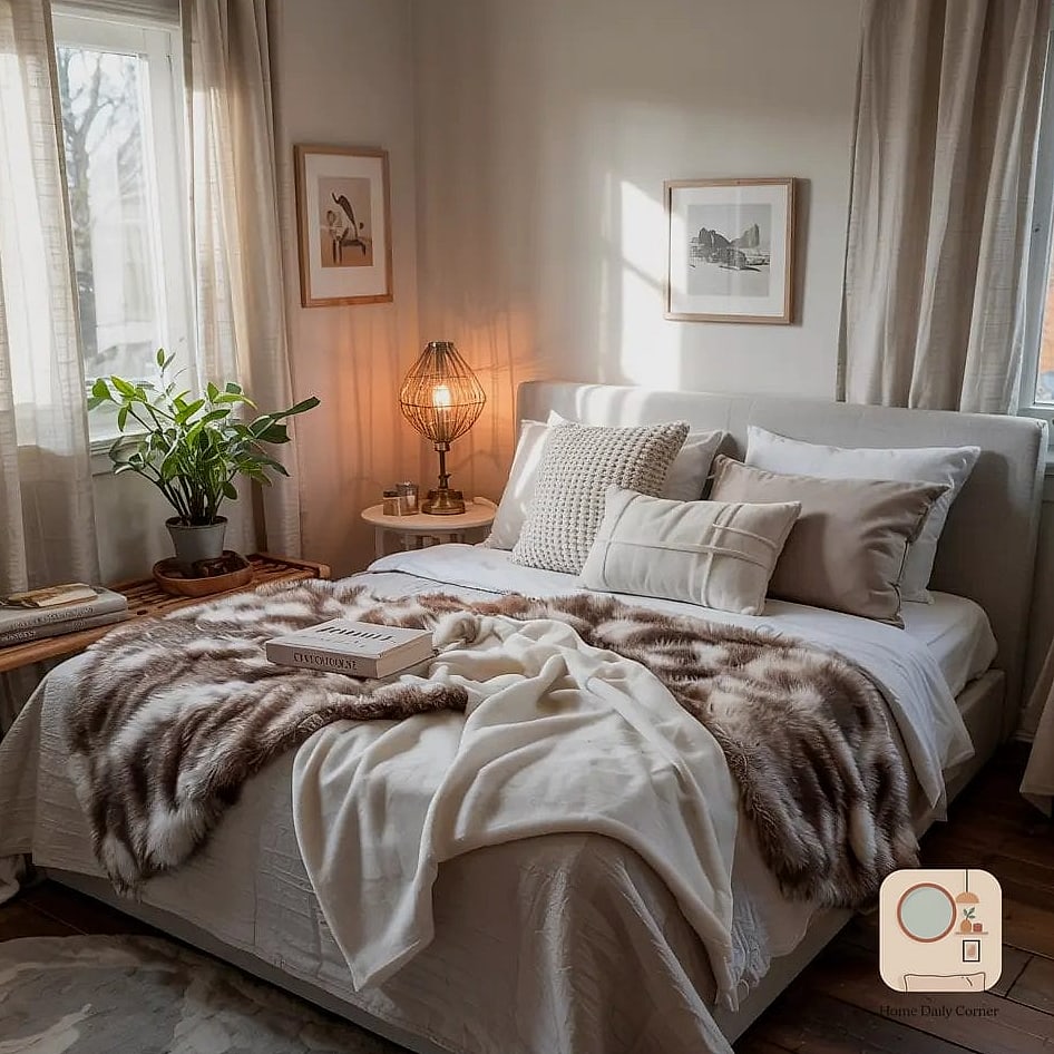 17 Cozy Bedroom Ideas Designs You Need to See Right Now 9 Plush Area Rug Layered Over Carpet or Hardwood