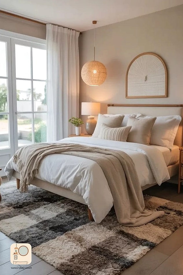 A Plush Area Rug by the Bed